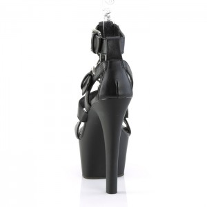 Pleaser Aspire-658 T-Straps Dame Svarte Svarte | 196-FGOXPY