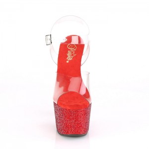 Pleaser Bejeweled-708DM Sandaler Dame Rød | 215-EDYAPH