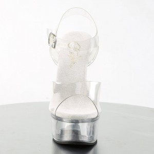 Pleaser Captiva-608 Sandaler Dame Clear | 910-IWVHXD