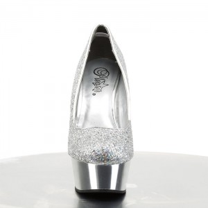 Pleaser Delight-685G Pumps Dame Sølv | 576-XNSIVM