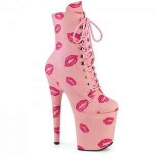 Pleaser Flamingo-1020KISSES Støvler Dame Rosa | 368-NPJDFM