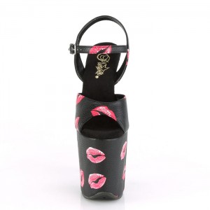 Pleaser Flamingo-809KISSES Sandaler Dame Svarte | 802-YXVEQN