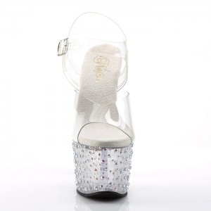 Pleaser Stardance-708 Sandaler Dame Clear | 785-SEQCIL