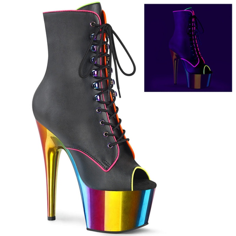 Pleaser Adore-1021RC-02 Støvler Dame Svarte Multicolor | 671-FXSEBK