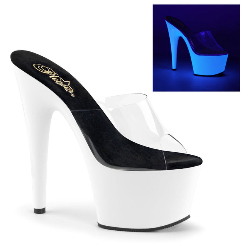 Pleaser Adore-701UV Badesandaler Dame Hvite | 243-EXAQZV