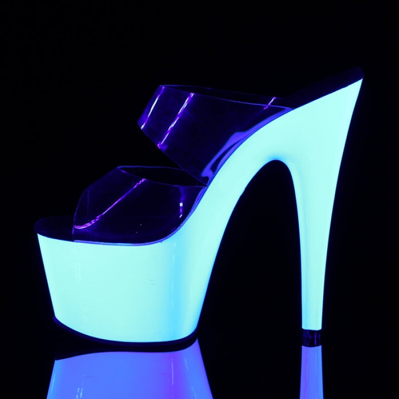 Pleaser Adore-702UV Badesandaler Dame Hvite | 913-WRJDTA