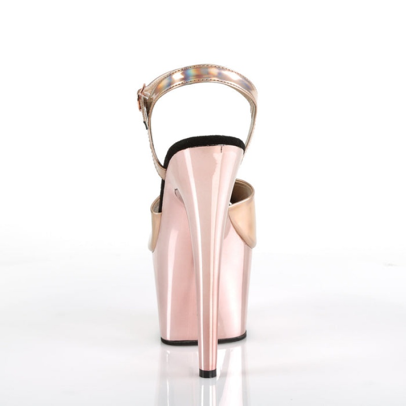 Pleaser Adore-709HGCH Sandaler Dame Rosa Gull | 259-NKOSAP