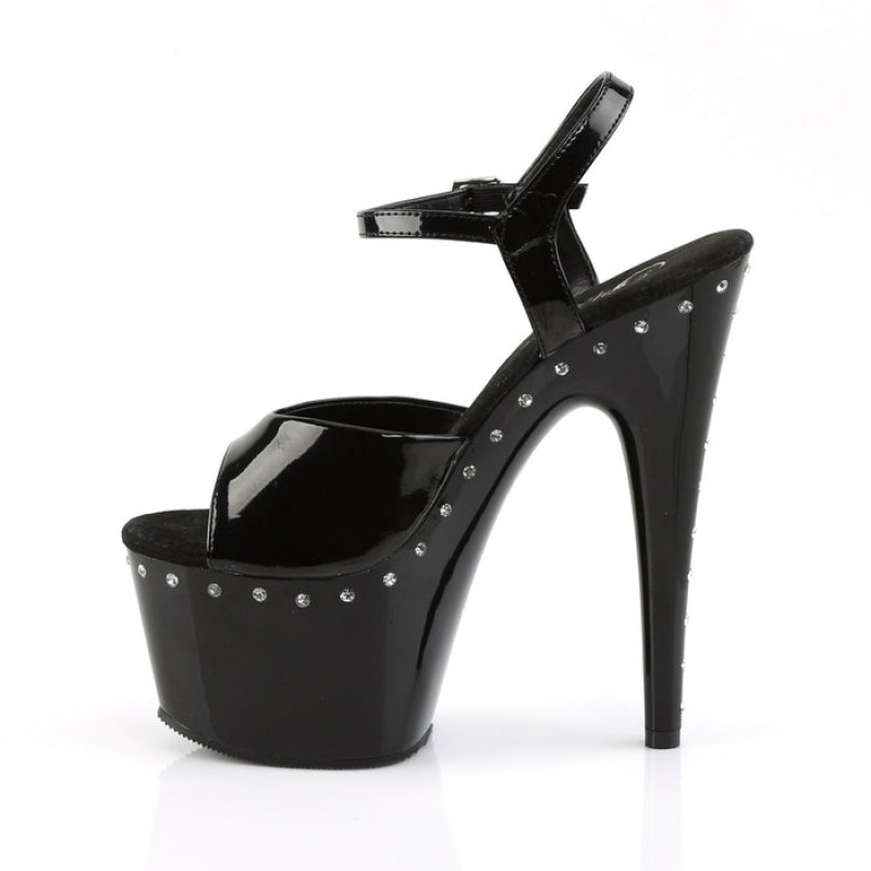 Pleaser Adore-709LS Sandaler Dame Svarte | 296-WDVYZS