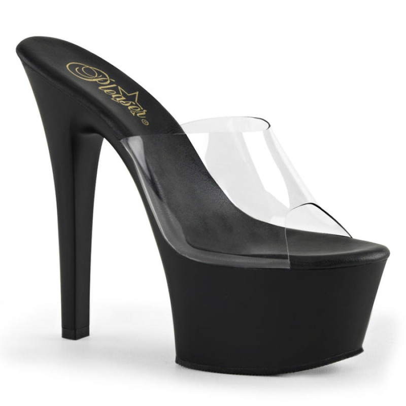 Pleaser Aspire-601 Badesandaler Dame Svarte | 891-FBPYDN