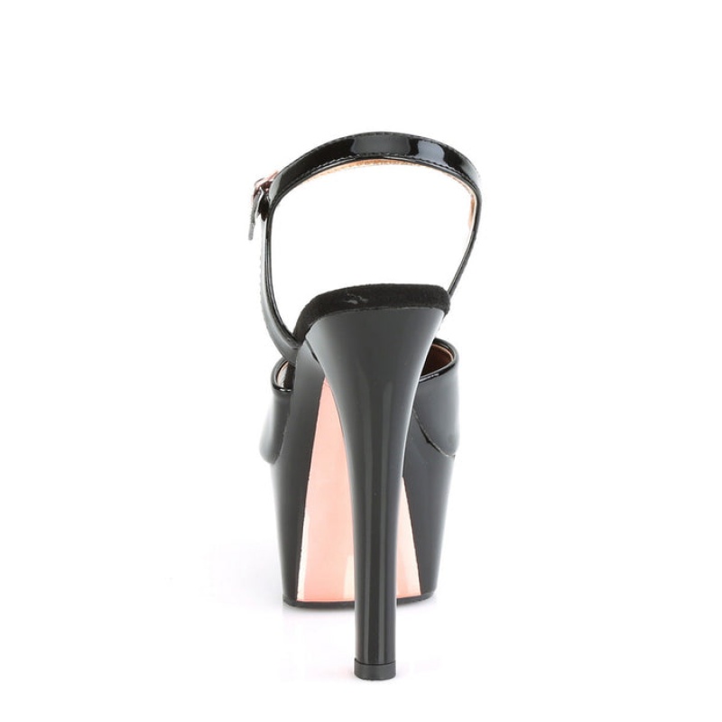 Pleaser Aspire-609TT Sandaler Dame Svarte Rosa Gull | 879-YSAOUR