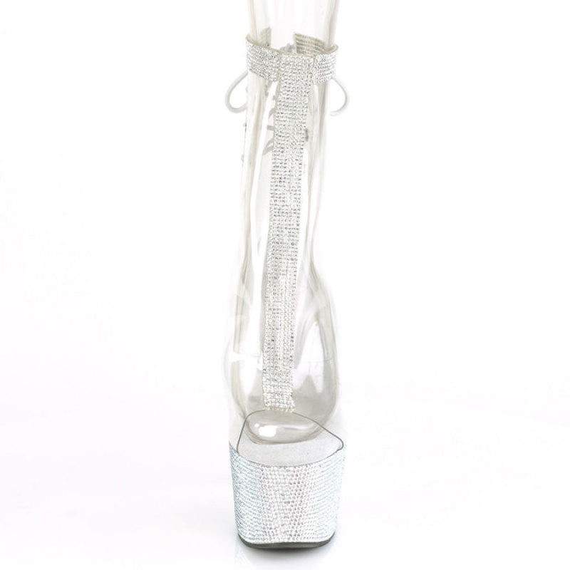 Pleaser Bejeweled-1018C-2RS Støvler Dame Sølv | 139-QUNAIY