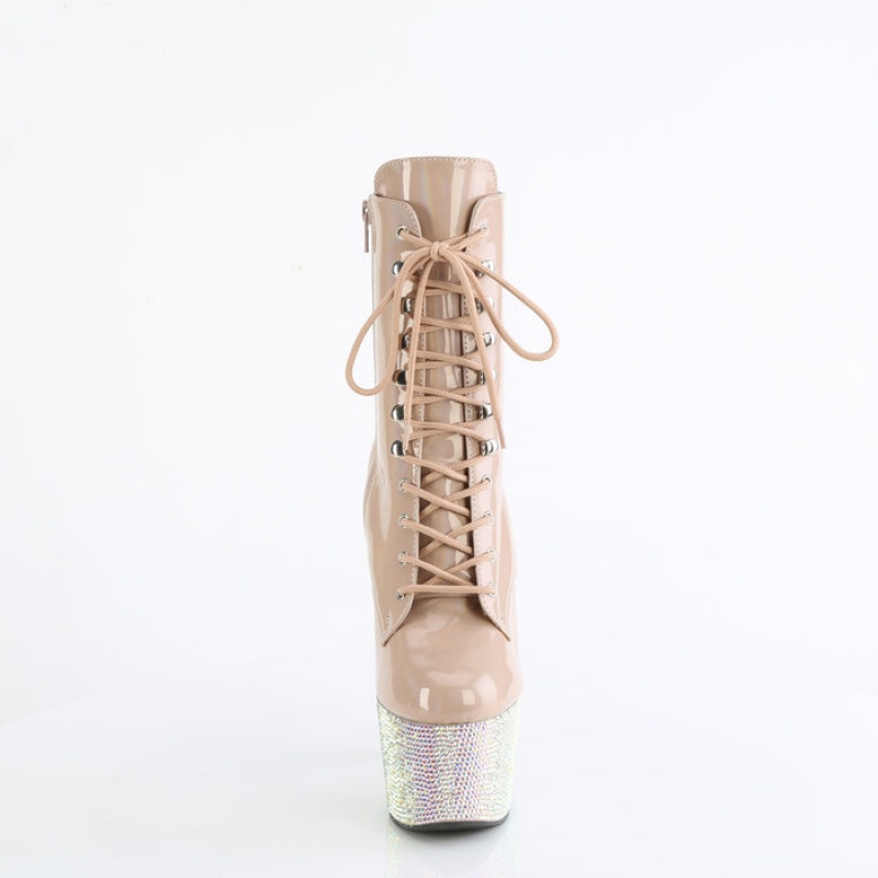 Pleaser Bejeweled-1020-7 Støvler Dame Beige | 842-FUTDHJ