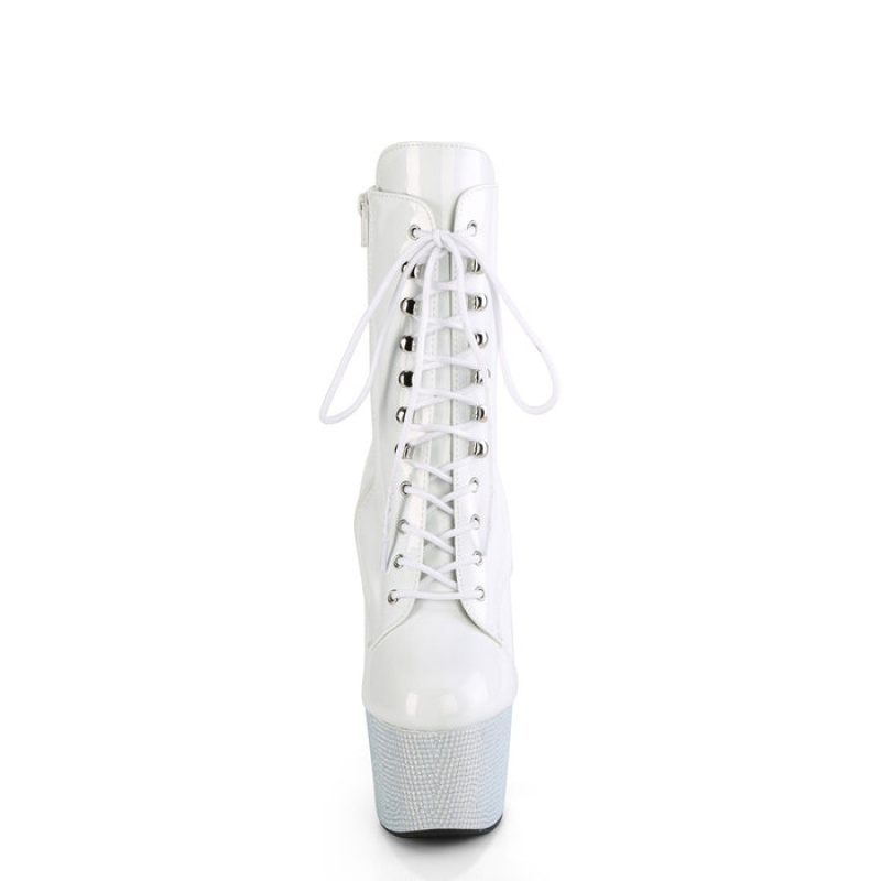 Pleaser Bejeweled-1020-7 Støvler Dame Hvite | 415-MJNPAY