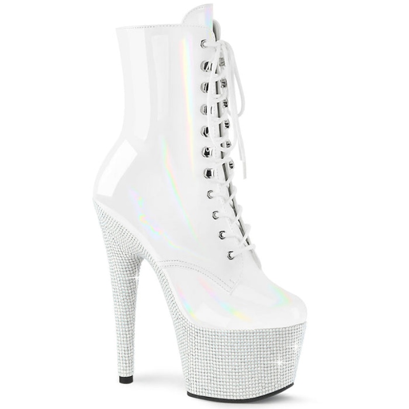 Pleaser Bejeweled-1020-7 Støvler Dame Hvite | 415-MJNPAY