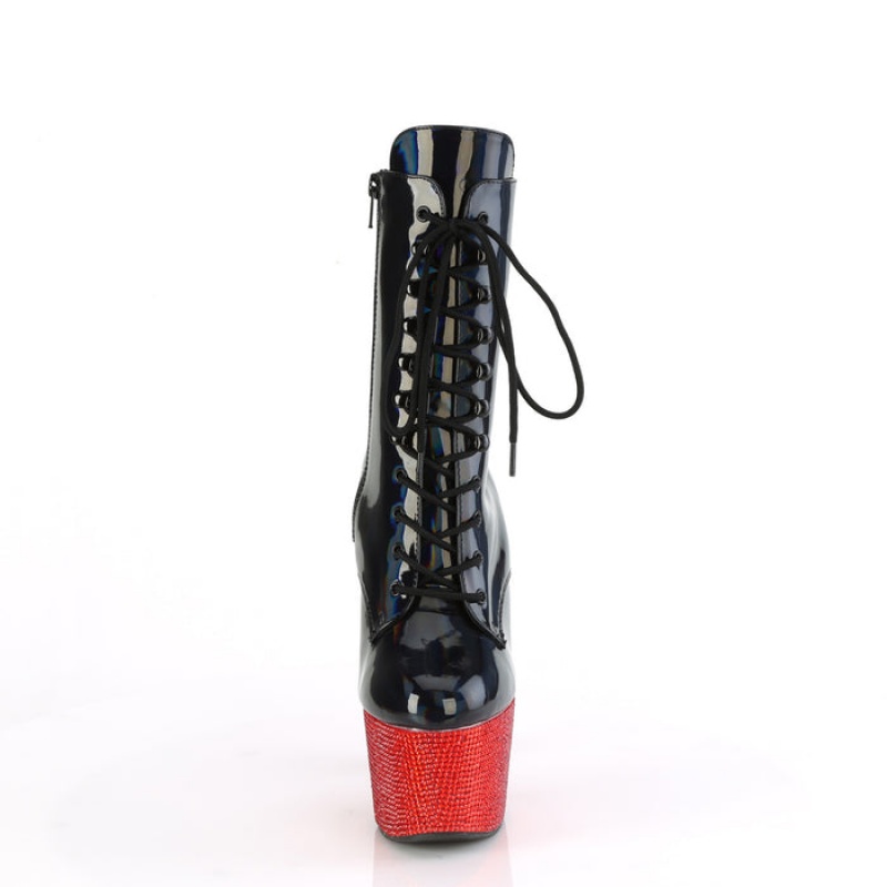 Pleaser Bejeweled-1020-7 Støvler Dame Svarte Rød | 028-MTBGHF