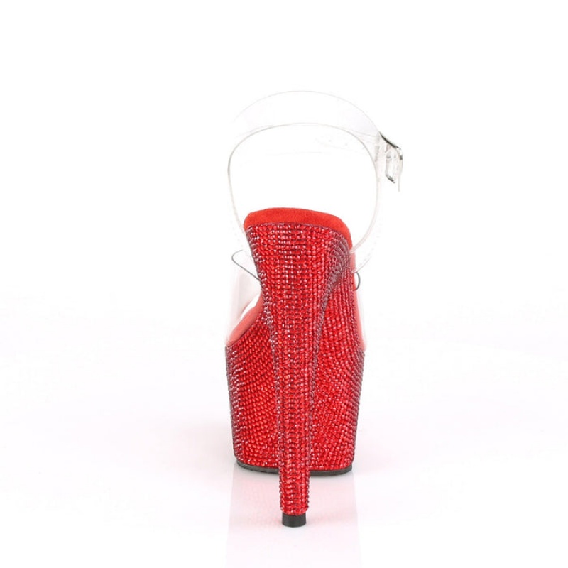 Pleaser Bejeweled-708DM Sandaler Dame Rød | 215-EDYAPH