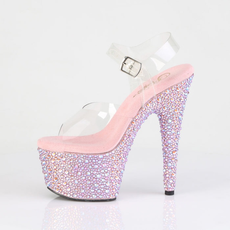 Pleaser Bejeweled-708MS Sandaler Dame Rosa | 348-USCTIB