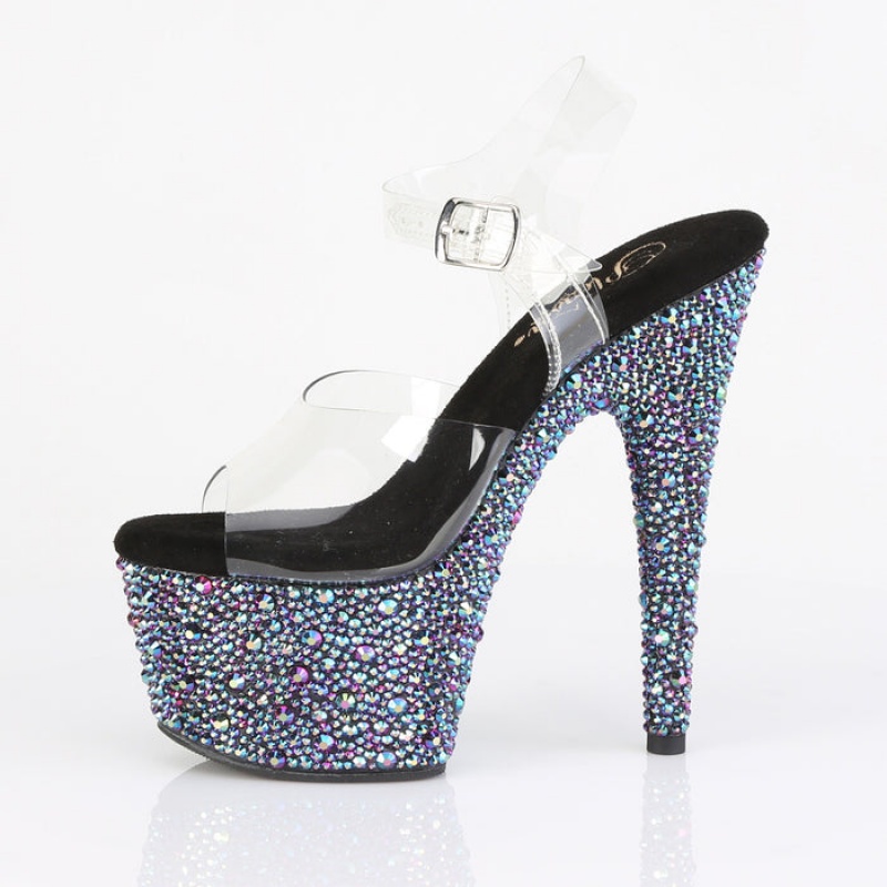 Pleaser Bejeweled-708MS Sandaler Dame Svarte Multicolor | 947-XKBCOU