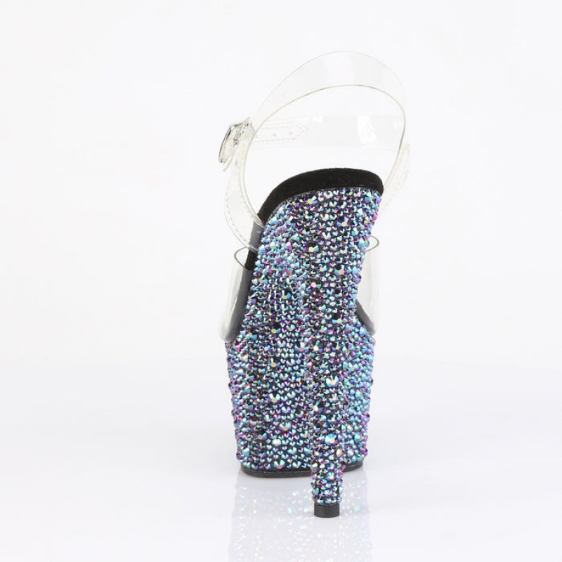 Pleaser Bejeweled-708MS Sandaler Dame Svarte Multicolor | 947-XKBCOU