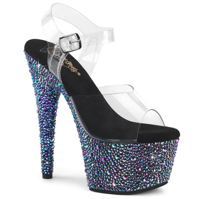 Pleaser Bejeweled-708MS Sandaler Dame Svarte Multicolor | 947-XKBCOU