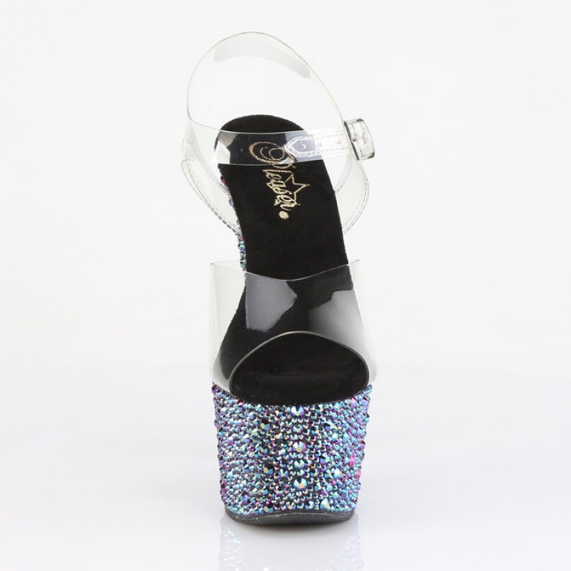 Pleaser Bejeweled-708MS Sandaler Dame Svarte Multicolor | 947-XKBCOU