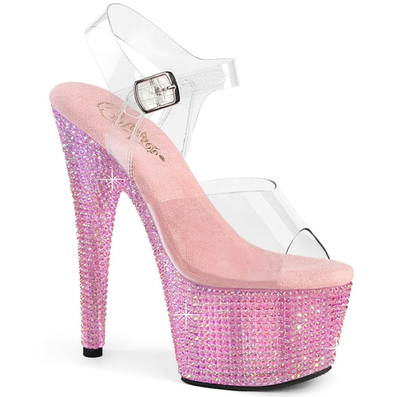 Pleaser Bejeweled-708RRS Sandaler Dame Rosa | 573-CXEAHS