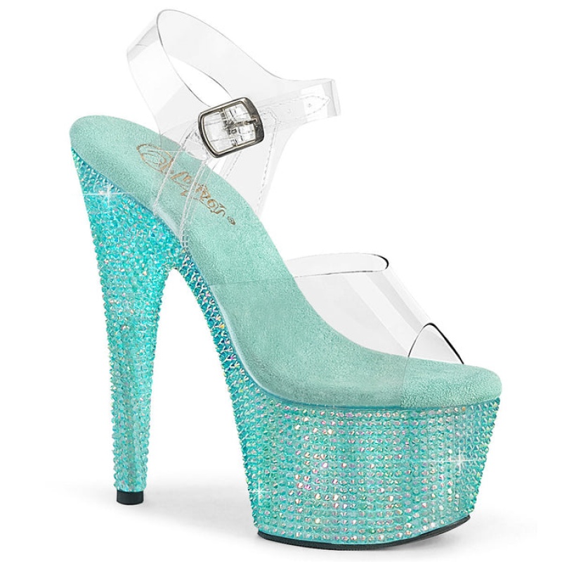 Pleaser Bejeweled-708RRS Sandaler Dame Turkis | 648-PWGJHV