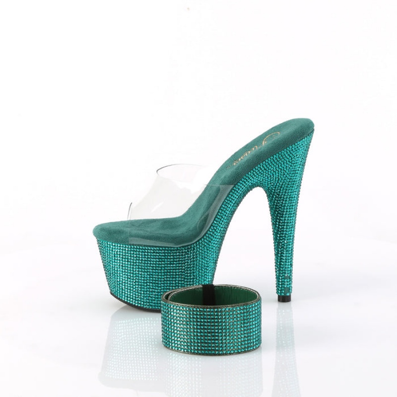 Pleaser Bejeweled-712RS Badesandaler Dame Grønn | 521-YFAWQP