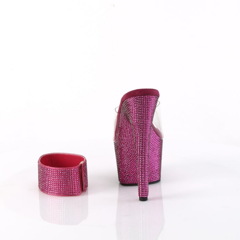 Pleaser Bejeweled-712RS Badesandaler Dame Fuchsia | 274-ODGQKR