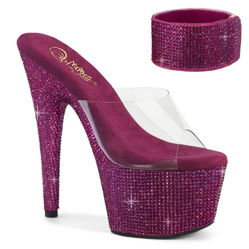 Pleaser Bejeweled-712RS Badesandaler Dame Fuchsia | 274-ODGQKR