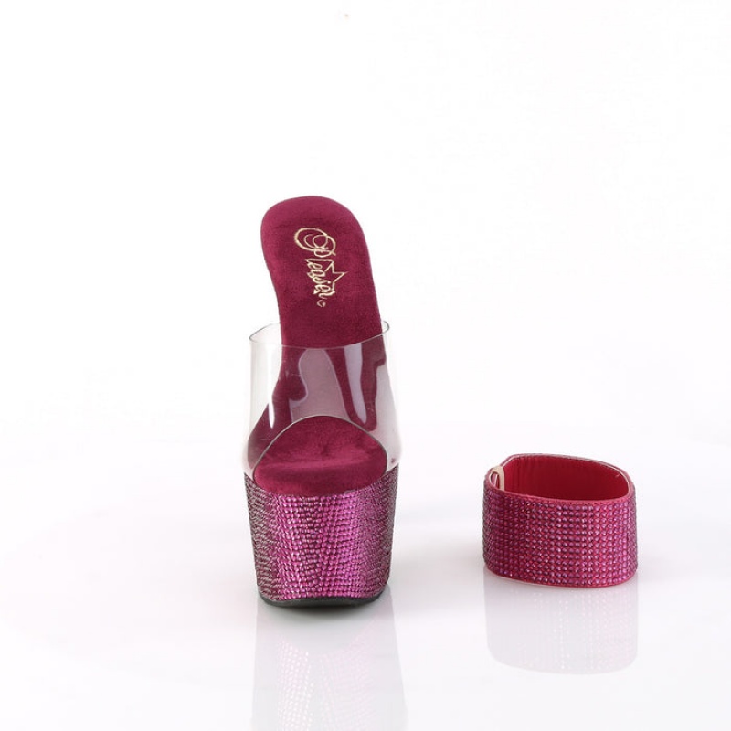 Pleaser Bejeweled-712RS Badesandaler Dame Fuchsia | 274-ODGQKR