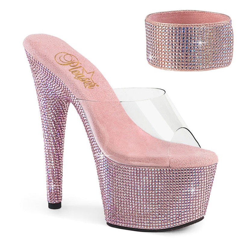 Pleaser Bejeweled-712RS Badesandaler Dame Rosa | 052-KWTBZE