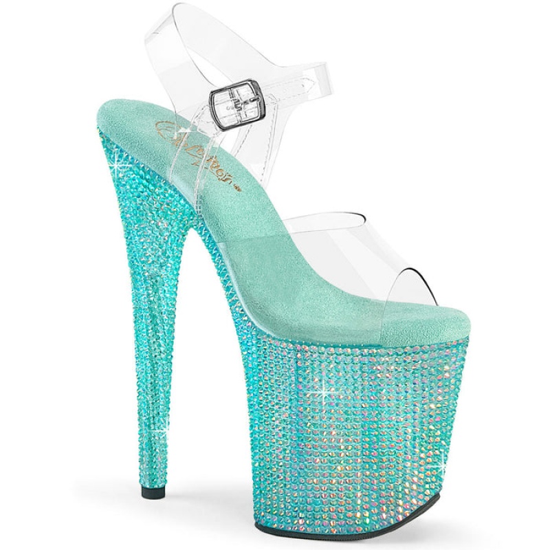 Pleaser Bejeweled-808RRS Sandaler Dame Blå | 539-MLSYEQ