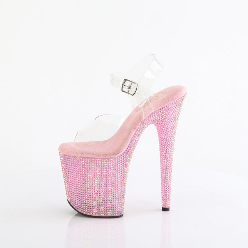 Pleaser Bejeweled-808RRS Sandaler Dame Rosa | 853-XMPEZJ