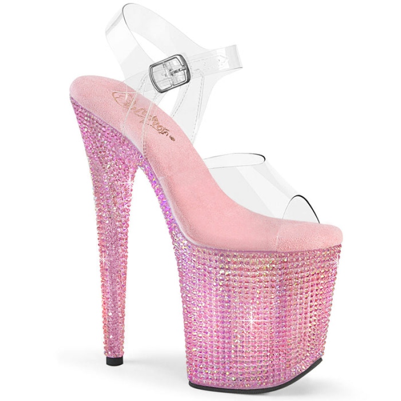 Pleaser Bejeweled-808RRS Sandaler Dame Rosa | 853-XMPEZJ