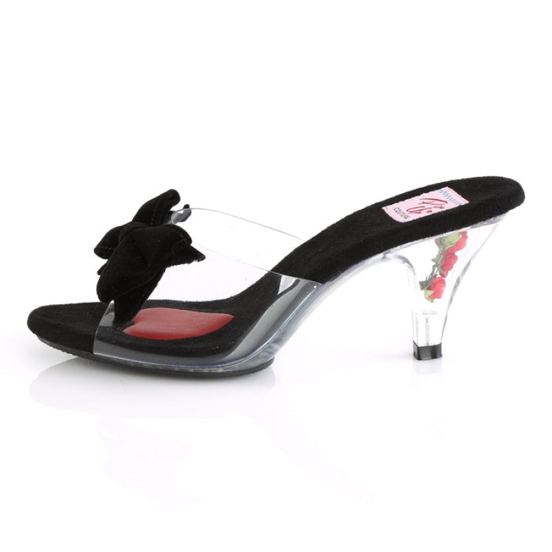 Pleaser Belle-301BOW Badesandaler Dame Svarte | 803-MQHPRV