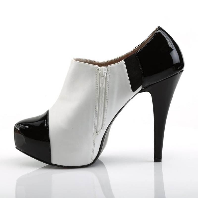 Pleaser Chloe-11 Pumps Dame Svarte Hvite | 468-XHJBOW