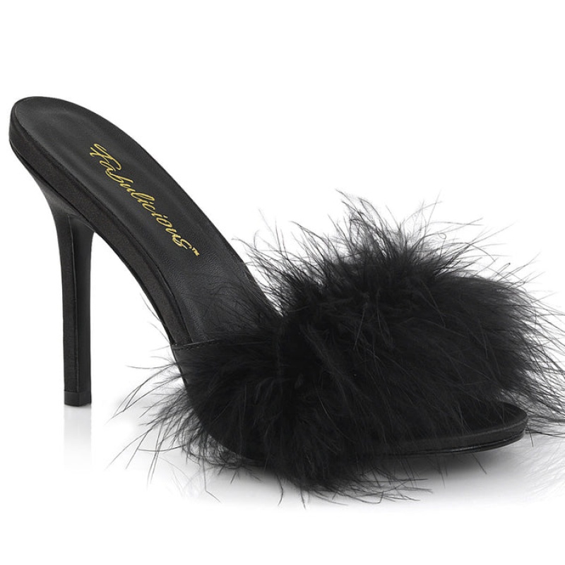 Pleaser Classique-01F Badesandaler Dame Svarte | 127-XNEKCY