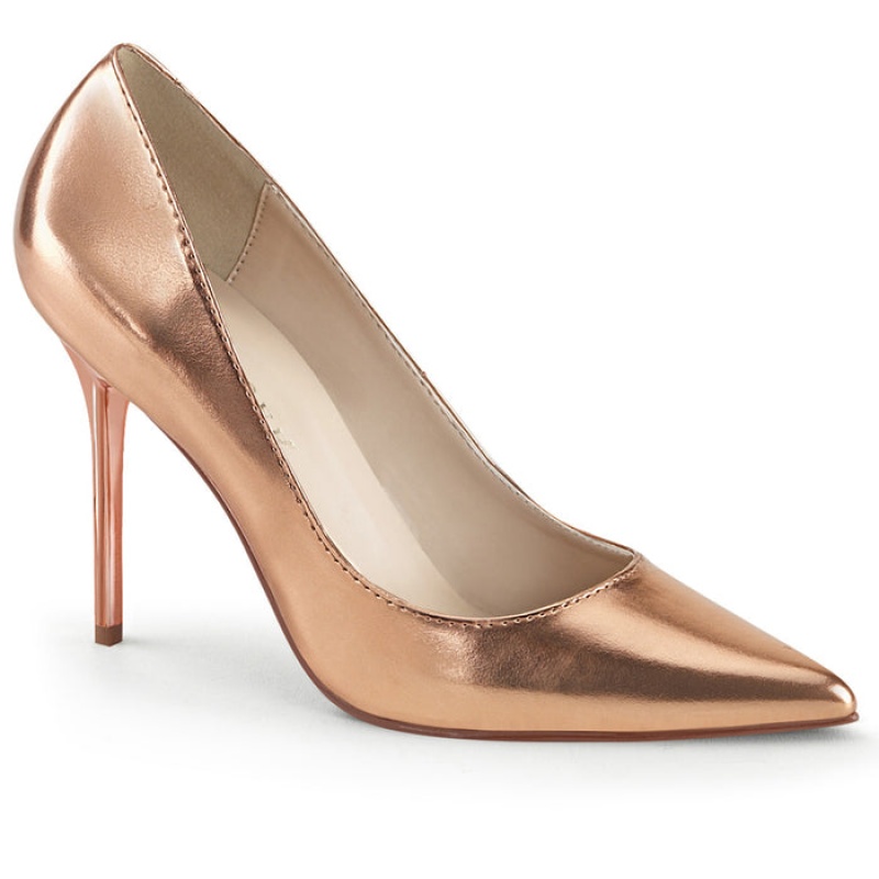 Pleaser Classique-20 Pumps Dame Rosa Gull Metal | 813-NXPMWT