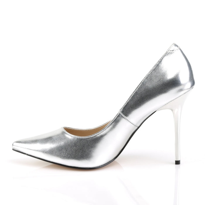 Pleaser Classique-20 Pumps Dame Sølv Metal | 416-YMPKJE