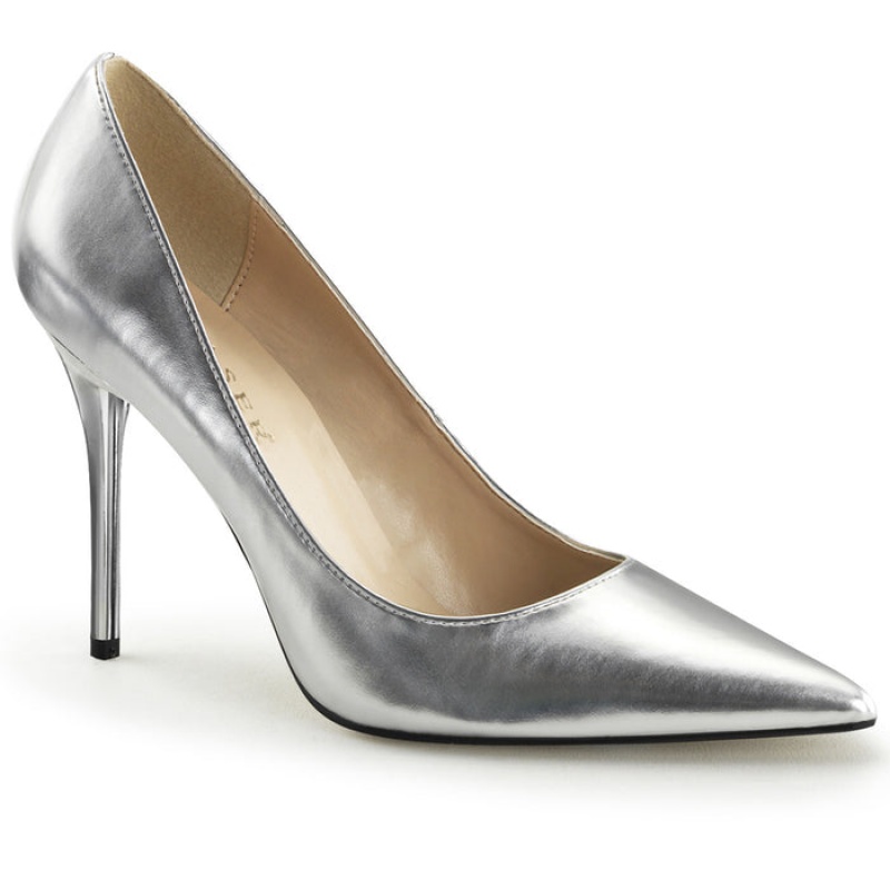 Pleaser Classique-20 Pumps Dame Sølv Metal | 416-YMPKJE