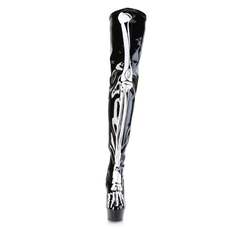 Pleaser Delight-3000BONE Støvler Dame Svarte | 915-FMCRUQ