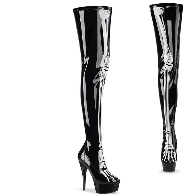 Pleaser Delight-3000BONE Støvler Dame Svarte | 915-FMCRUQ