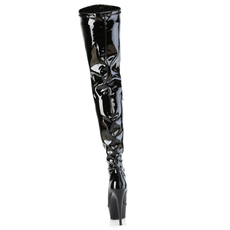 Pleaser Delight-3000BONE Støvler Dame Svarte | 915-FMCRUQ