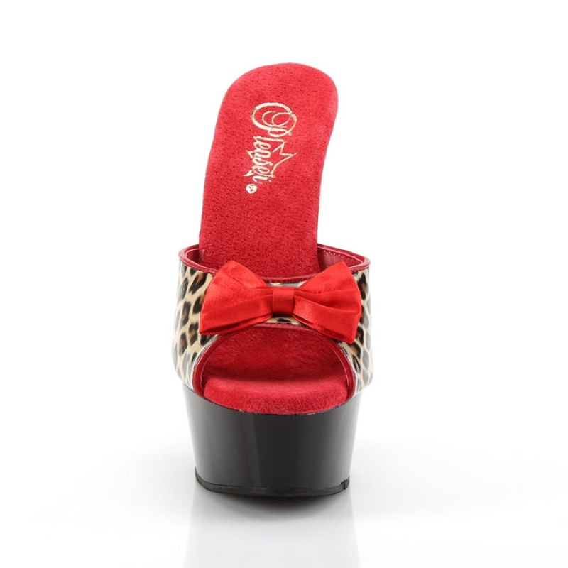 Pleaser Delight-601-6 Badesandaler Dame Leopard Svarte | 329-FJICMY