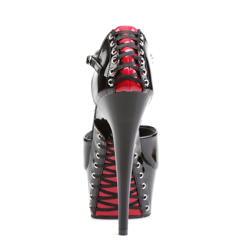 Pleaser Delight-660FH Pumps Dame Rød Svarte | 825-LNHQCA