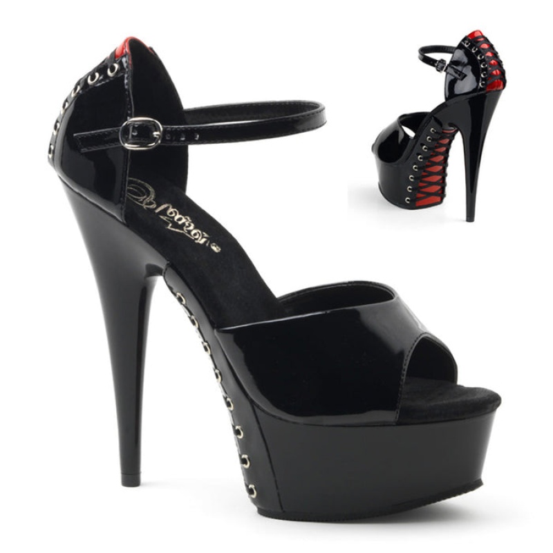 Pleaser Delight-660FH Pumps Dame Rød Svarte | 825-LNHQCA