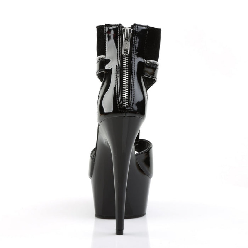 Pleaser Delight-690 T-Straps Dame Svarte | 186-RCQFLY