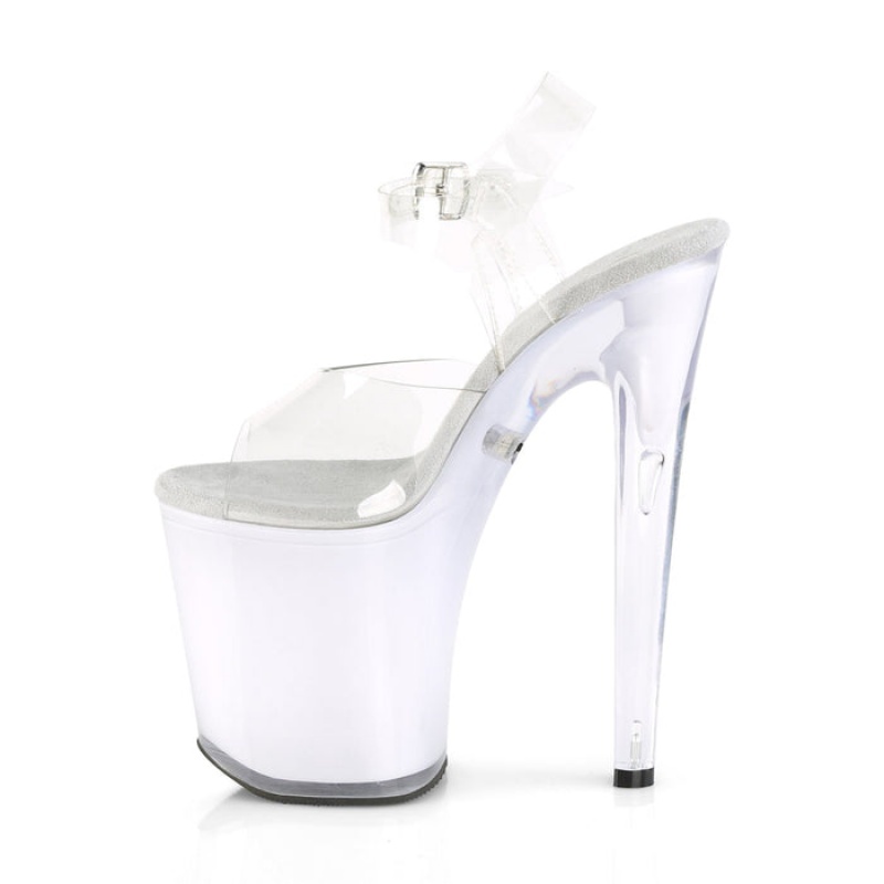 Pleaser Discolite-808 Sandaler Dame Hvite | 613-QGWJSC