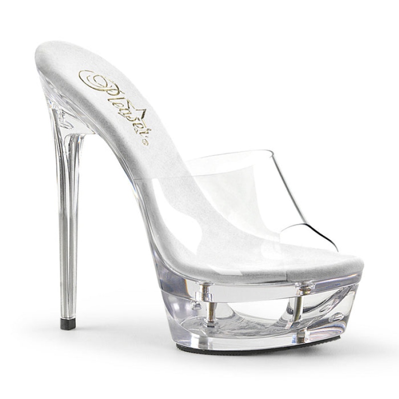 Pleaser Eclipse-601 Badesandaler Dame Clear | 247-MXIHAC